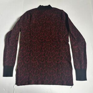 Kathy Ireland Mock Neck Sweater Animal Print Burgundy XS NWOT